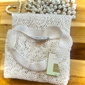GOEN.J | L | Cotton Gauze Crochet Bow Tie Shoulders Side Zip Doily Tank